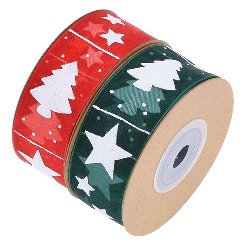 Transfronterizo Amazon nuevo árbol de Navidad impreso cinta de regalo embalaje decoración del árbol de Navidad material cinta de hilo transparente