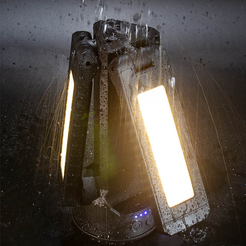 Luz de trípode todoterreno transfronteriza, luz ambiental de dos colores amarilla y blanca, luz de campamento de alto brillo para exteriores de adsorción magnética fuerte