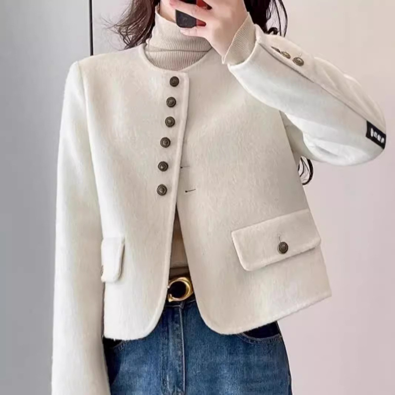 Double-sided Cashmere Coat Autumn and Winter New Arrival Single-breasted Short Casual Elegant Style Wool Coat for Small Men