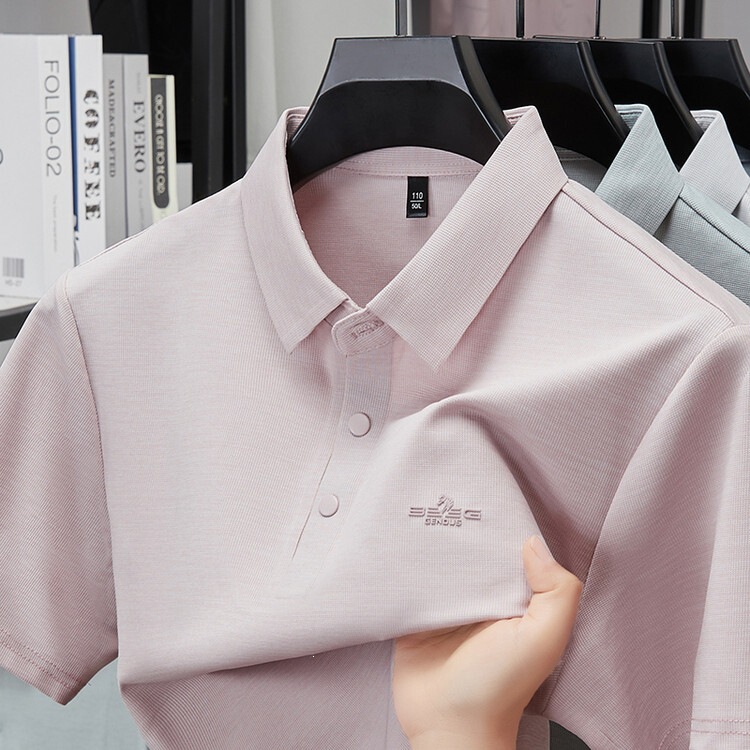 Summer New Men's Short-Sleeved Polo Shirt, Casual and Fashionable Lapel Breathable Fully Seamless Half-Sleeved T-Shirt Men's Top