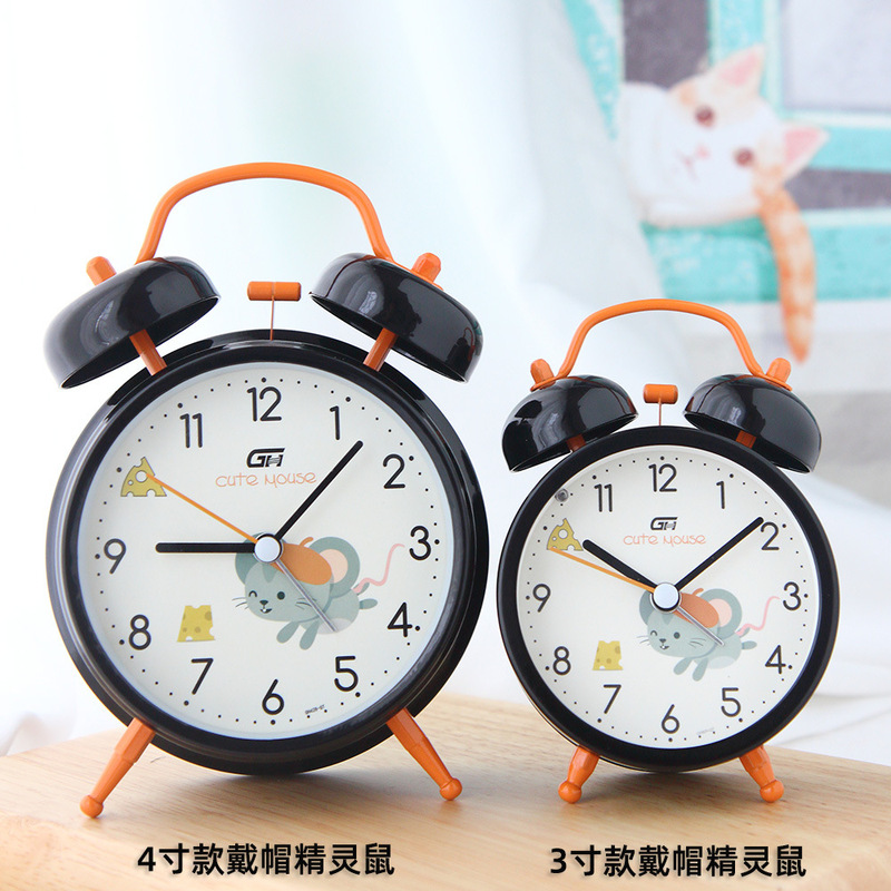 Cartoon Large Volume Alarm Small Alarm Clock Mute Student Bedhead Creative Personality Lazy Children's Clock Luminous Alarm Clock