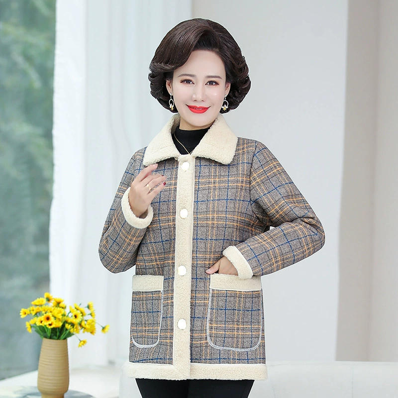 Fleece velvet down jacket, for middle age, western style, increased thickness, plus size