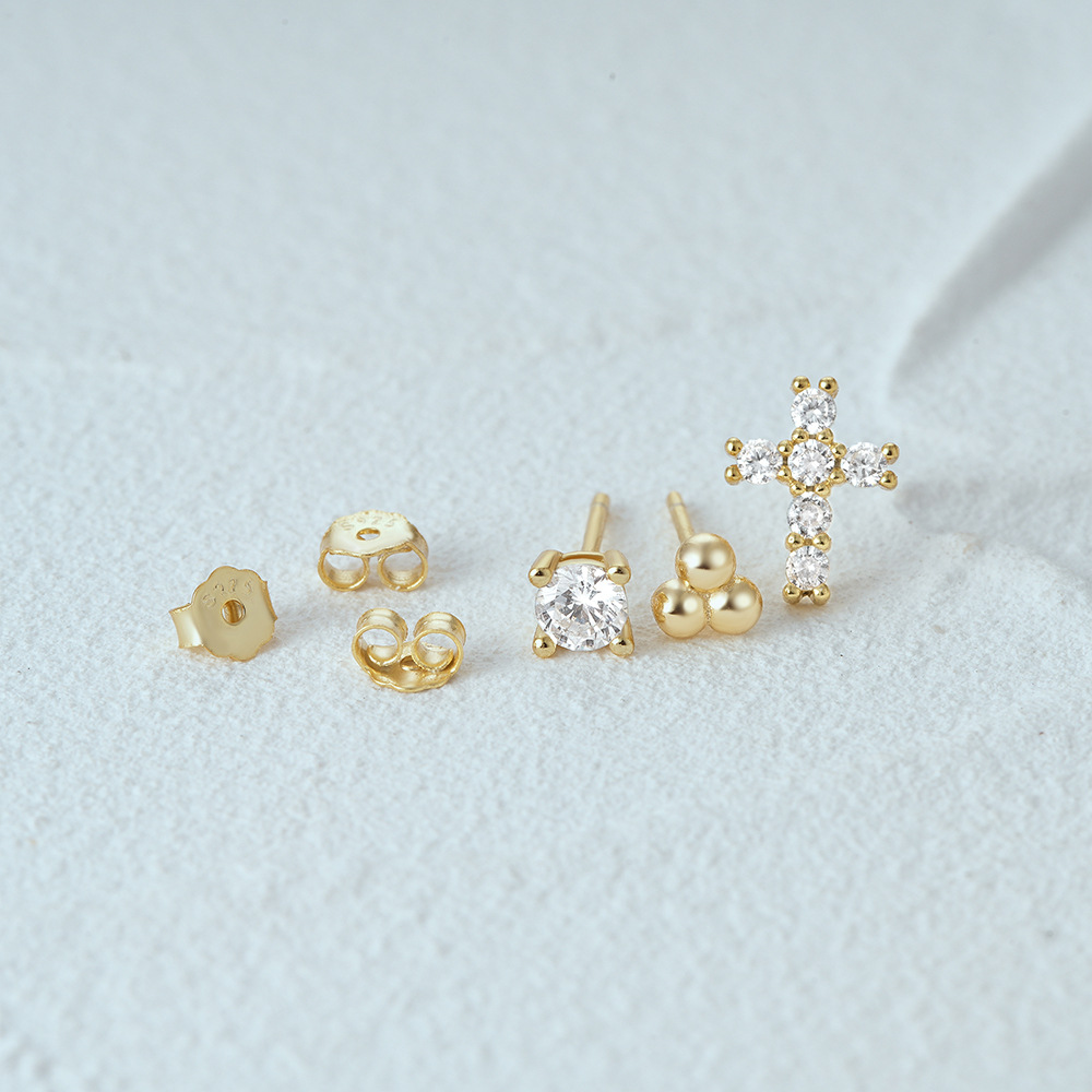 3g Weight Ear Studs Classification 1 Set Quantity Daily Occasion 925 Sterling Silver Material Star, Butterfly Pattern Women's Gender Plating Design Simple Style Style 1 Set 925 Sterling Silver Star Butterfly Ear Studs 32