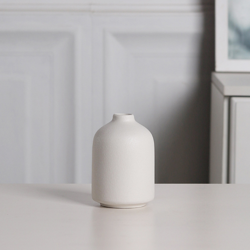 vasijas de cerámica blanca escritorio decoración de sala de estar flor seca vasijas de crema premium en el hogar
