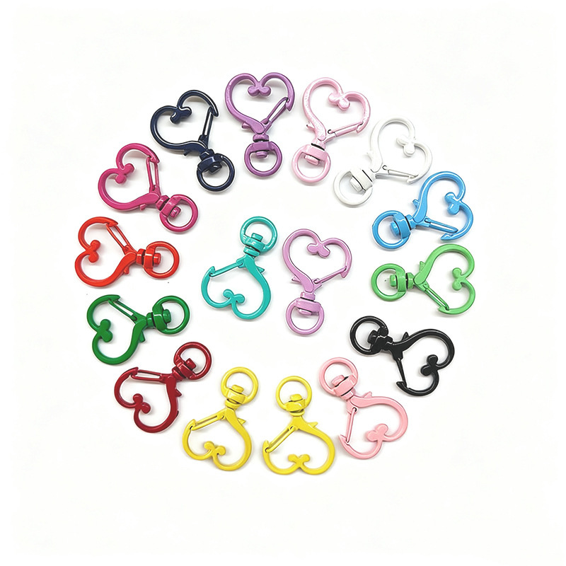 Colorful Alloy Heart-Shaped Buckle Peach Heart Buckle Painted Dog Buckle Heart Keychain DIY Jewelry Accessories Handmade Pendant