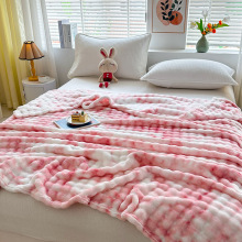 外贸仿兔毛泡泡绒毛毯办公室午睡毯空调沙发盖毯学生宿舍绒毯