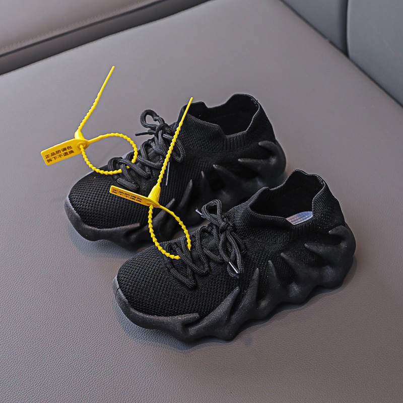Nuevos zapatos de coco para niños niñas de otoño transpirable zapatos tejidos voladores de fondo suave deslizamiento-En Internet celebridad corriendo niños zapatilla de deporte