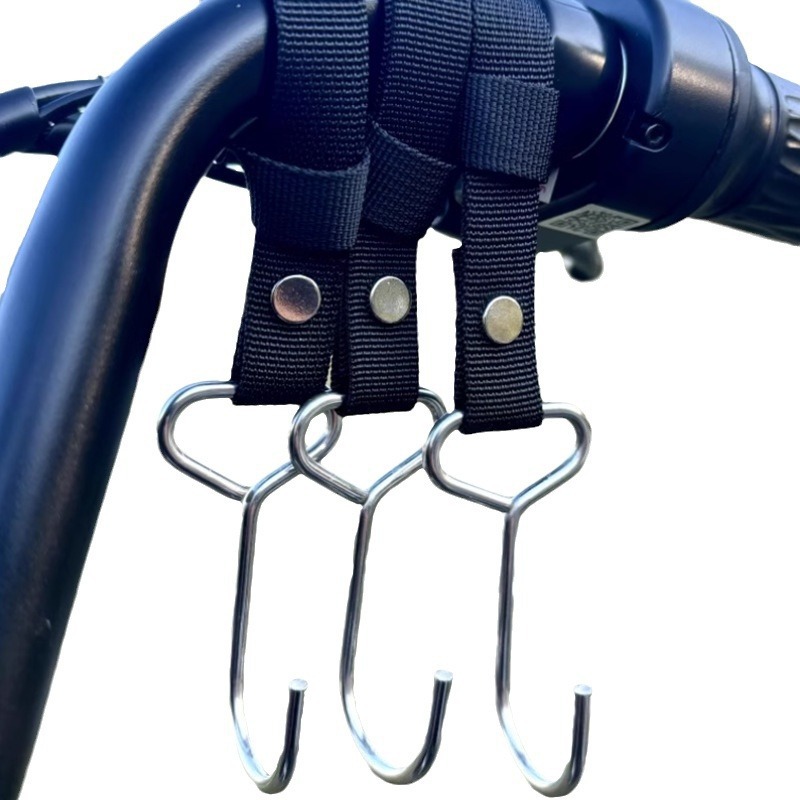 Gancho para coche eléctrico correa remache engrosamiento patrón americano correa perforada para llevar mosquetón bicicleta de carga