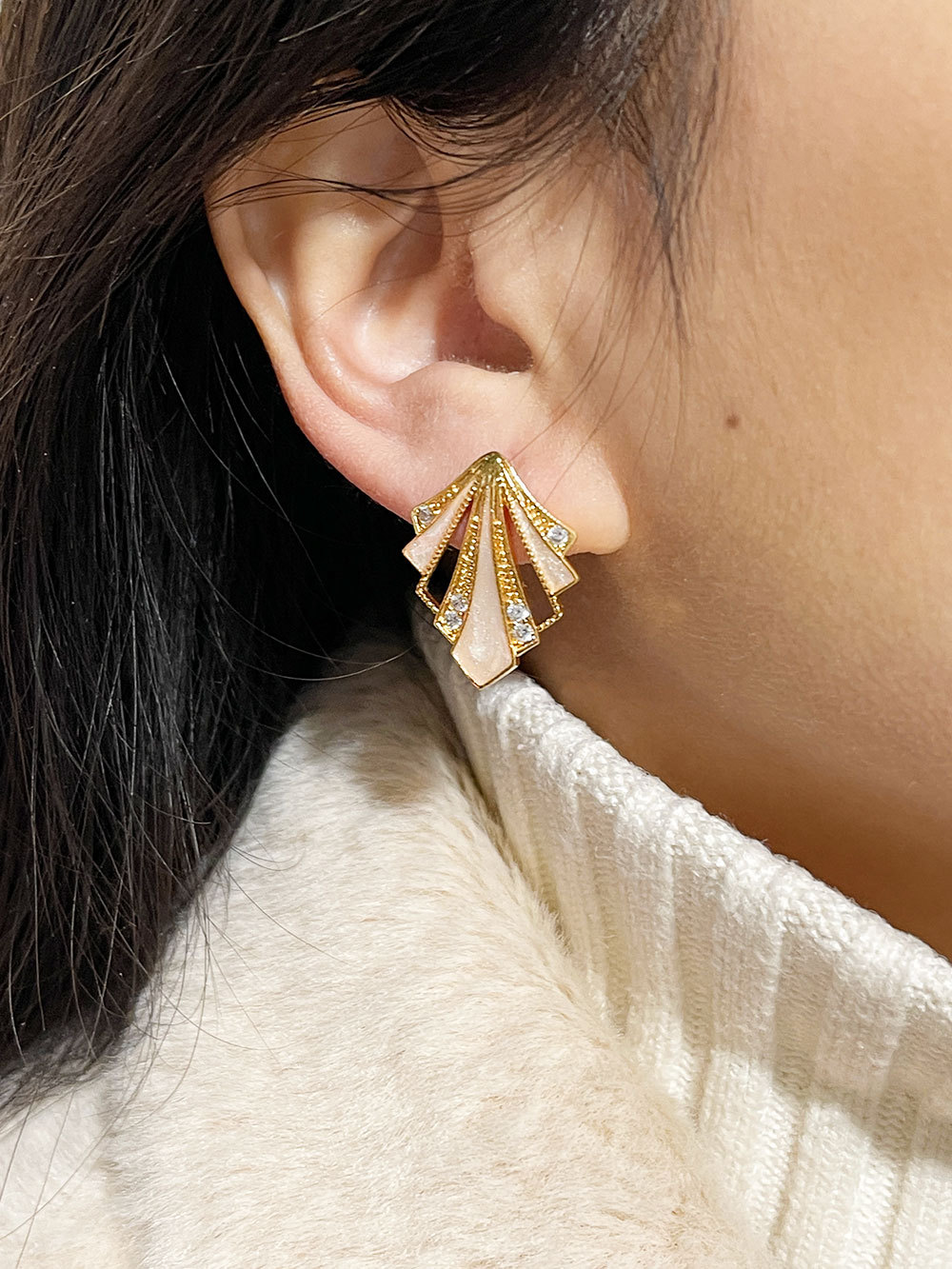 Simple Style Color Block Copper Enamel Plating Inlay Zircon Ear Studs 1 Pair