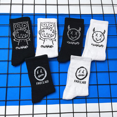 Trendy brand mid-calf socks for men, summer and autumn, Korean couples, trendy hip-hop, street skateboarding, basketball, long-tube sports socks for men and women