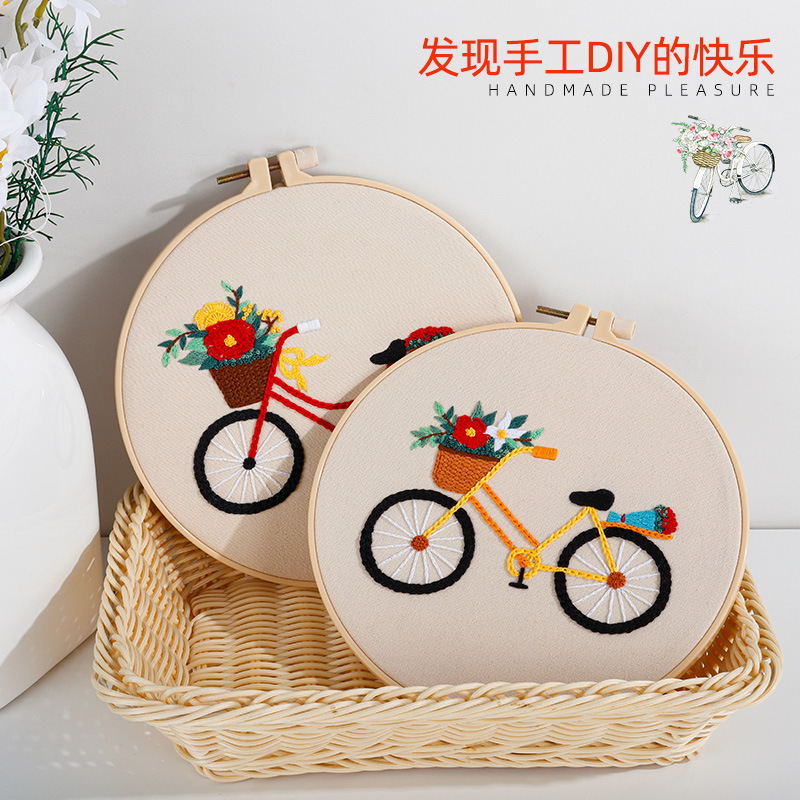 Original nuevo romántico bicicleta colorido ramo globo bicicleta transfronteriza paquete de material de bordado hecho a mano bricolaje