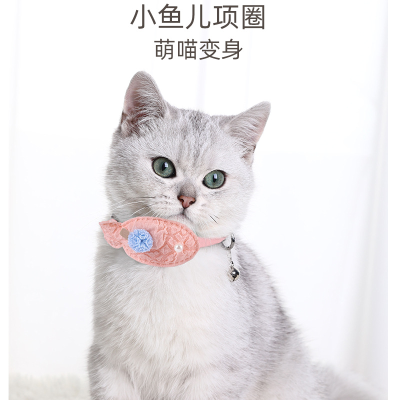 Collar para mascotas con campana, collar para mascotas de pez pequeño, collar para gatos, lindo y de alto valor, fabricante de baberos para gatos ajustables