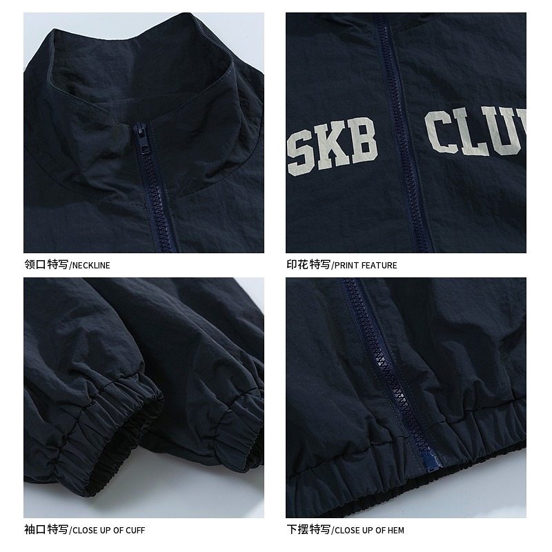 American retro calle costura stand collar chaqueta hombres y mujeres 2024 primavera nueva vintage deportes top