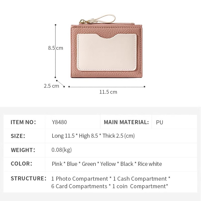 Fashionable Minimalist Women's Short Wallet Zipper Bi-Fold Korean Style Multi-Functional Coin Purse For Ladies_voghion.com