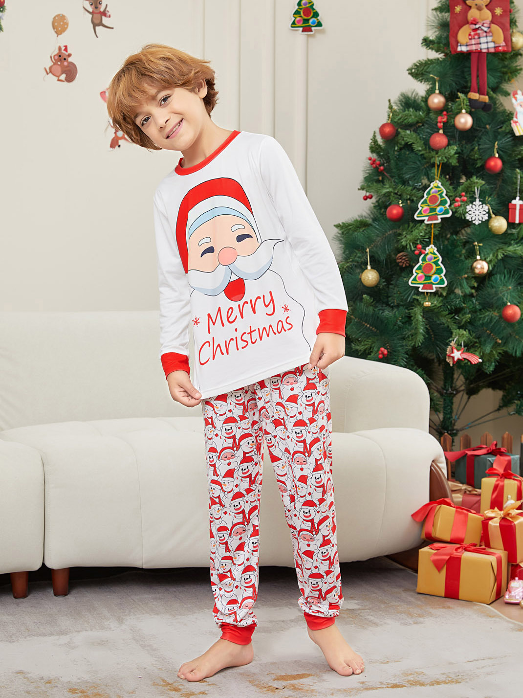 Christmas Santa letter Snowman Christmas family suit printed home clothes pajamas_voghion.com