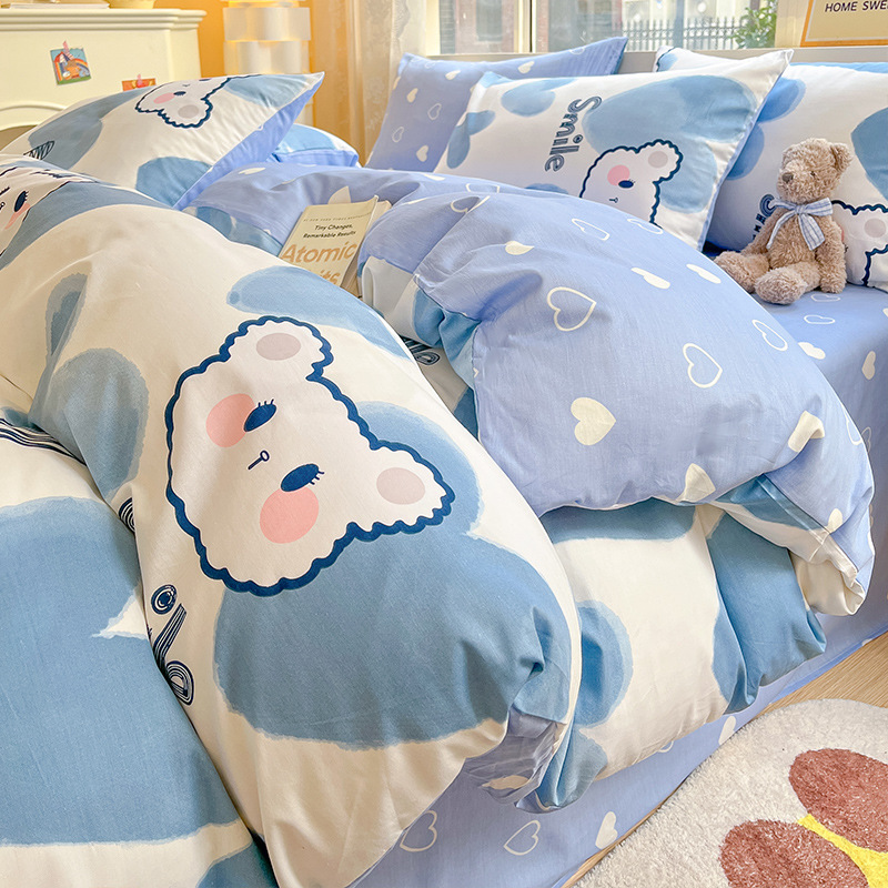 Cama de algodón de cuatro piezas Four Seasons 100 Cotton 2025 nueva ropa de cama sábana edredón dormitorio juego de tres piezas sábana 4