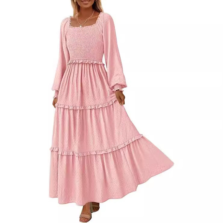 Amazon Women's Long Sleeve Pleated Long Dress Casual Square Neck Swiss Dot Layered Pleated Elegant Pocket dress Amazon Women's Long Sleeve Pleated Long Dress Casual Square Neck Swiss Dot Layered Pleated Elegant Pocket dress