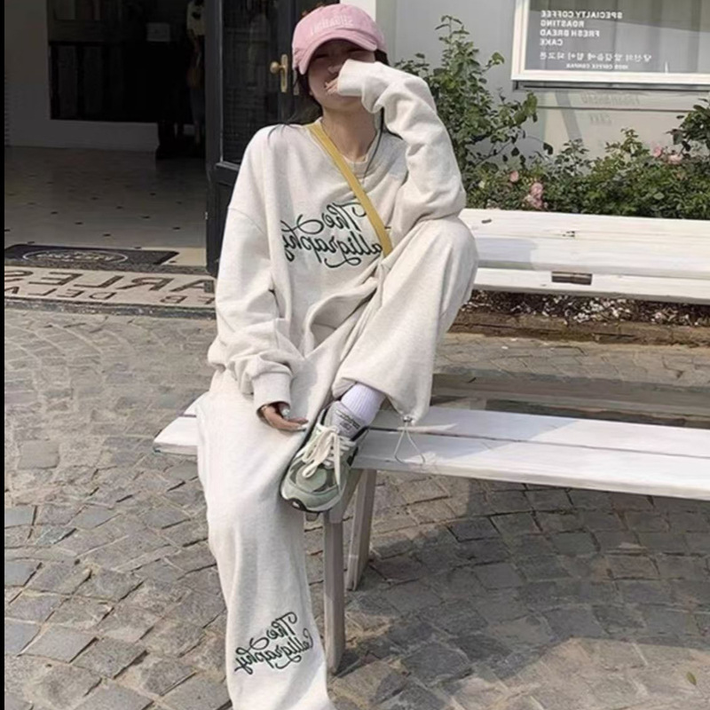 欧洲站跨境外贸时尚卫衣运动服套装女宽松显瘦休闲慵懒风两件套潮|undefined