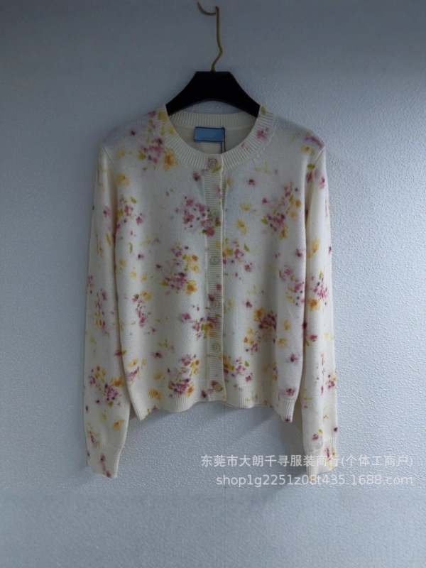 25秋季新款南油高定P+甜美减龄少女风碎花印花圆领针织开衫外套女|undefined
