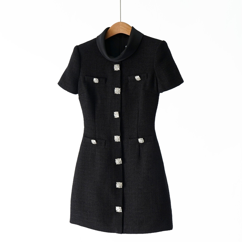 Mom's First Order! S*P Early Spring New Classic Black Important Occasion Tweed Elegant Chanel-Style Dress for Women Mom's First Order! S*P Early Spring New Classic Black Important Occasion Tweed Elegant Chanel-Style Dress for Women