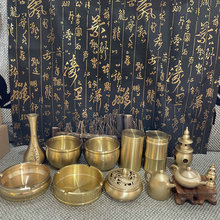 铜花瓶香炉 牙签罐茶叶罐摆饰百福缸香炉烟灰缸金属文昌塔摆件