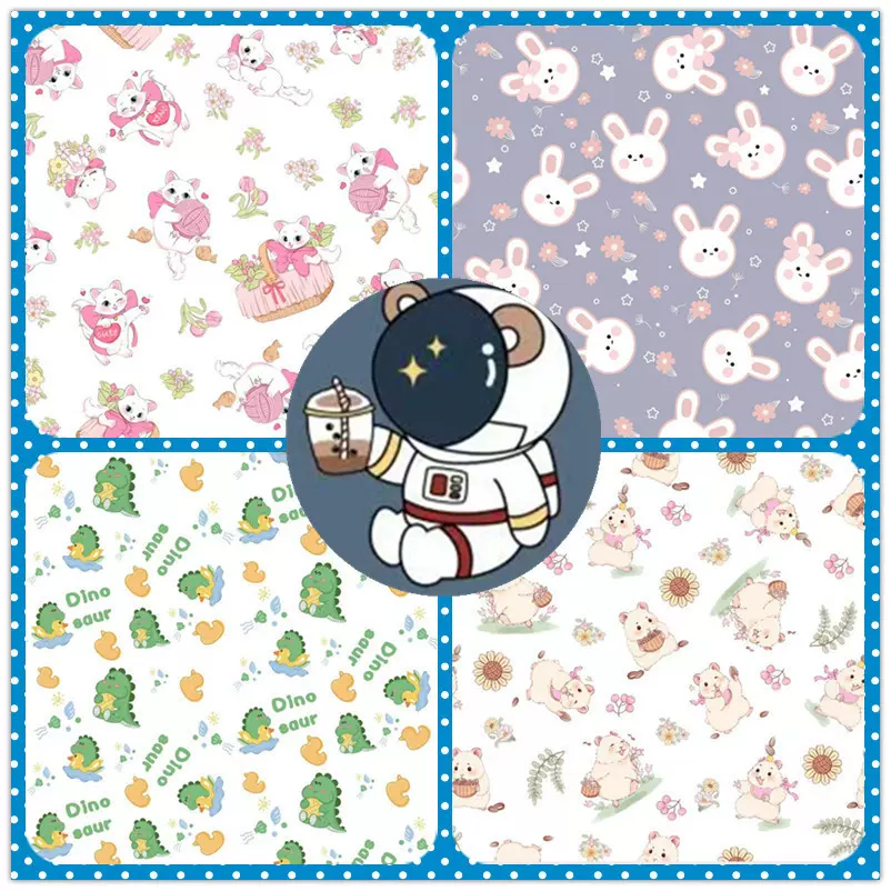 新品卡通印花儿童冰丝凉席面料底料双面席床席学生席宠物席半成品