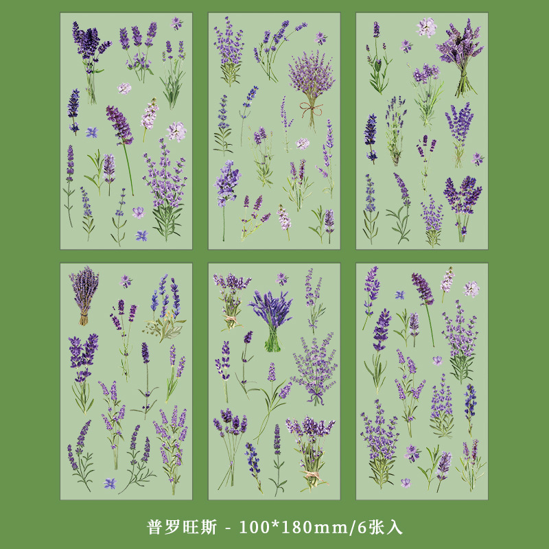 Cuenta de mano pegatinas bolsa vintage planta flor hojas PET impermeable transparente cuenta de mano de los niños DIY pegatinas decorativas taza de agua