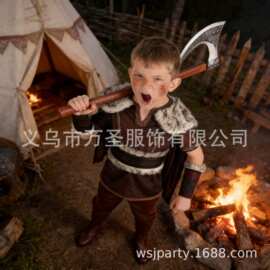 跨境万圣节儿童服装 男童豪华胜利维京人服装