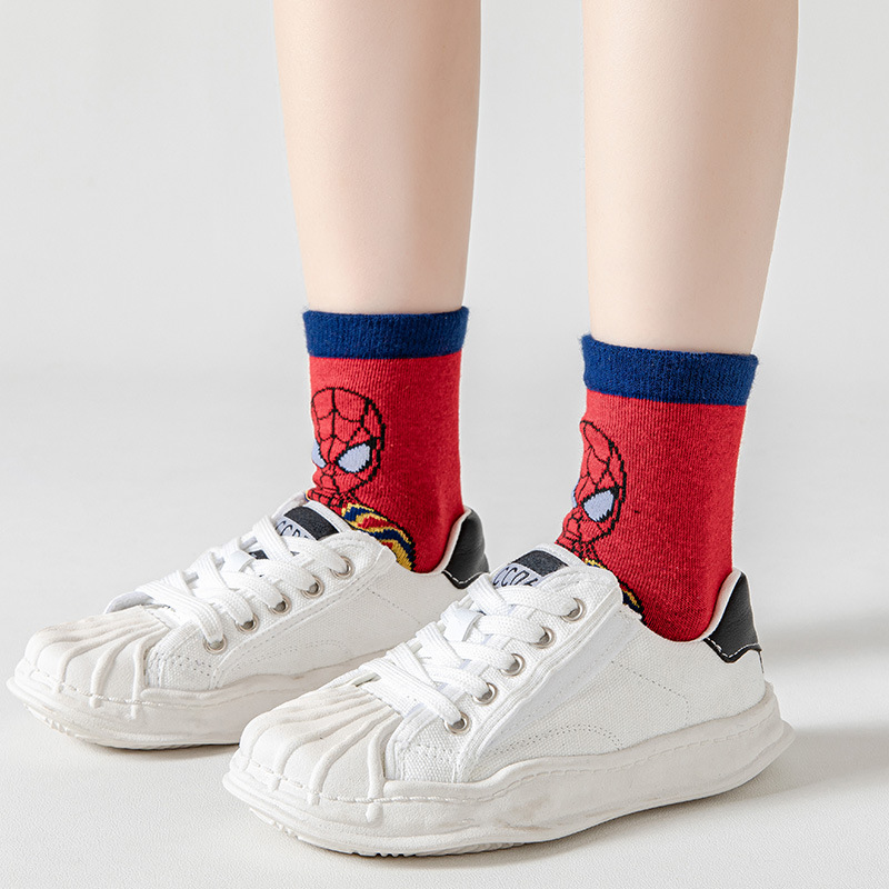 Calcetines para niños para primavera y otoño, transpirables y absorbentes del sudor, calcetines de media pantorrilla de algodón peinado, calcetines de dibujos animados para otoño e invierno para niños mayores y estudiantes uiol.
