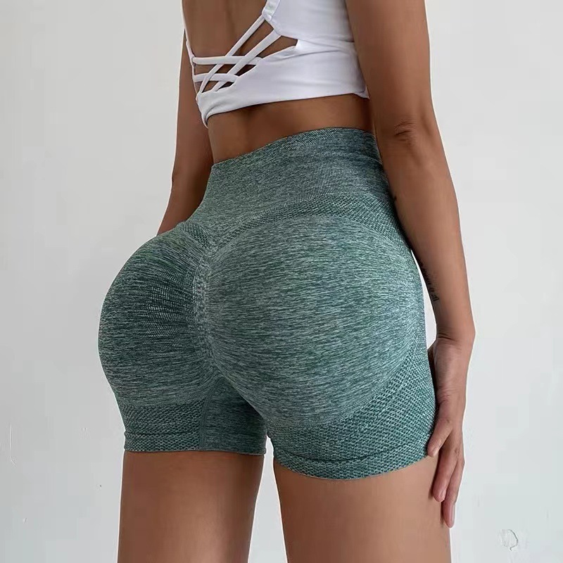 Venta caliente transfronteriza melocotón glúteos fitness pantalones cortos deportivos cintura alta abdomen medias transpirables pantalones de yoga antideslumbrantes mujeres