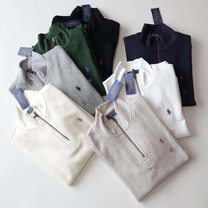Cross-Border Polo Ralph Lauren Embroidered Half-Zip Pullover High-Neck Long-Sleeve Knit Sweatshirt Jacket for Men and Women Cross-Border Polo Ralph Lauren Embroidered Half-Zip Pullover High-Neck Long-Sleeve Knit Sweatshirt Jacket for Men and Women