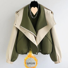 加棉加厚小个子韩系显瘦工装风衣外套2025新款秋冬大码胖遮肉