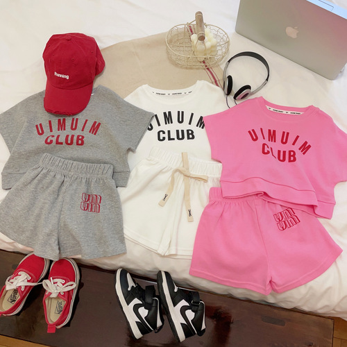 Summer Pure Cotton Korean Style Letter Fashion Set