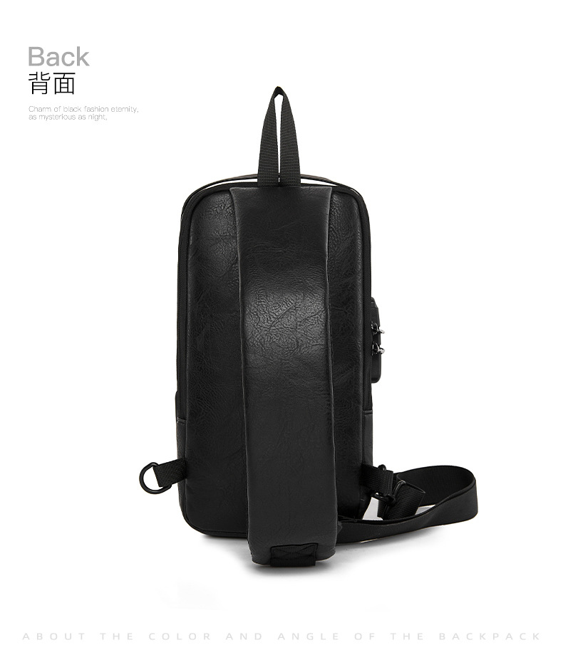 New men's chest bag, leather bag, crossbody bag, shoulder bag, sports mini backpack, multi-functional men's bag, combination lock, cross-border undefined