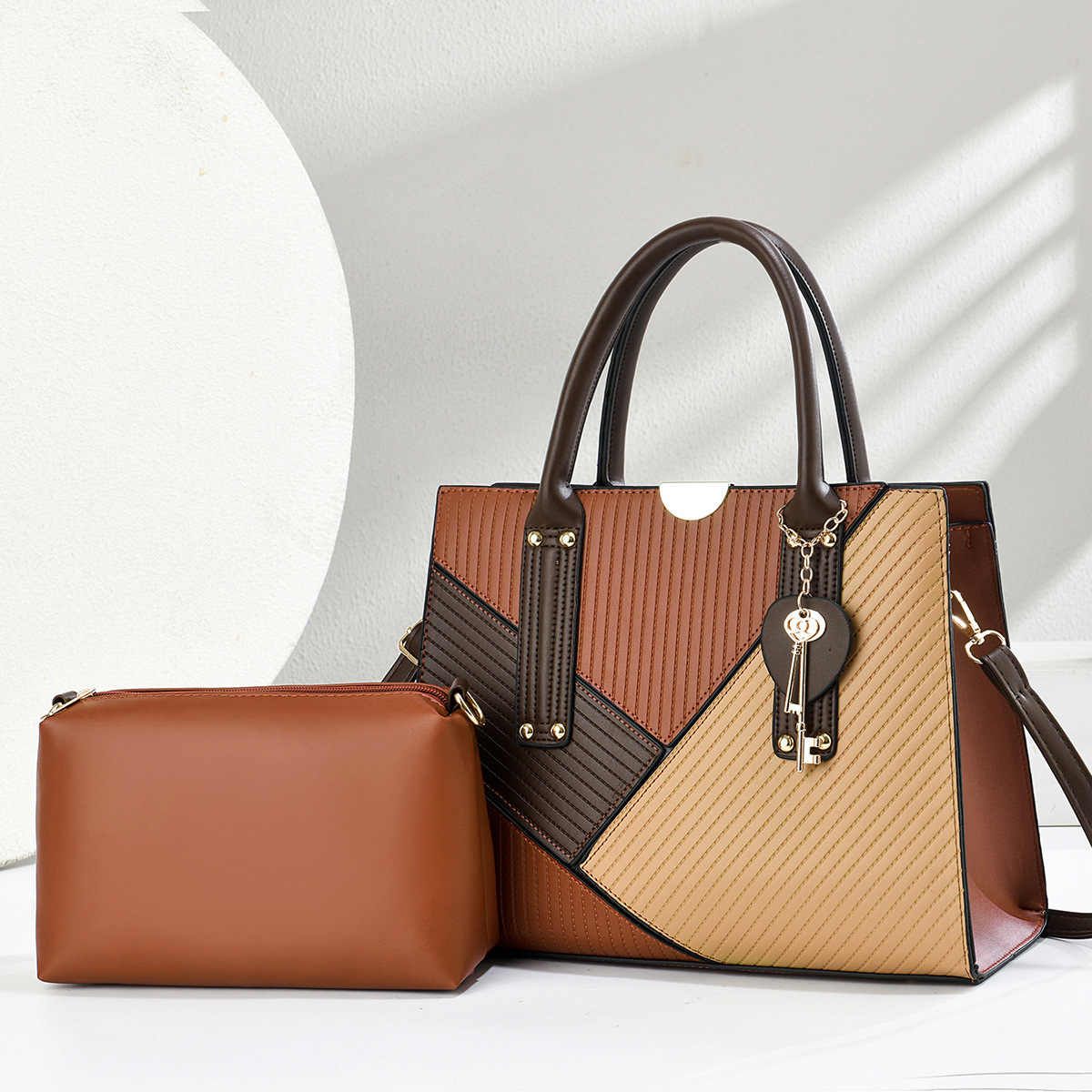 Dos piezas de paquete de bolsos de moda, bolsos de mano retro, bolsos de hombro casuales, bolsos de alta capacidad, bolsos transfronterizos
