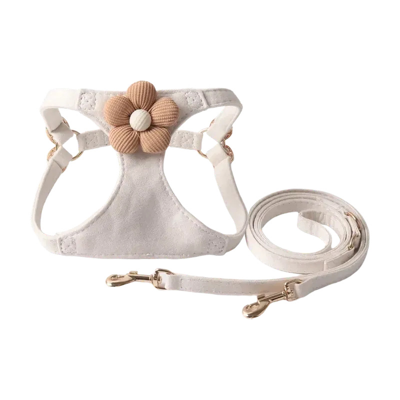 Aminger New Silk Velvet Candy Color Flower Leash Set Pet Harness Cat_voghion.com