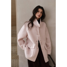 COMOS CMS 立领连帽双面呢羊绒羊毛大衣外套女冬季高级感255265