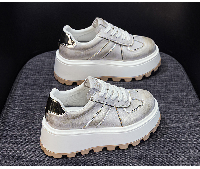 Women's White With Thick Soles And Internal Height Increase, 2026 New Vintage Casual Fashion Sports Comfortable Sneakers_vogvips.com