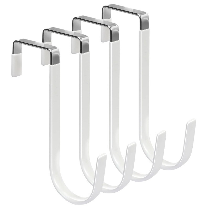 Door Hook with White Rubber Coating for Hanging Towels, Bathrobes, Clothes Hanger, Bathroom Wreath, Ironing Board Holder, Thin Sheet, Heavy-Duty Door Hook with White Rubber Coating for Hanging Towels, Bathrobes, Clothes Hanger, Bathroom Wreath, Ironing Board Holder, Thin Sheet, Heavy-Duty
