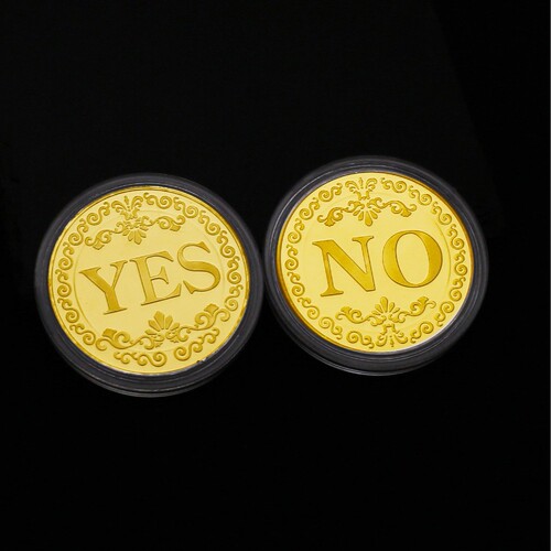 Decision Coin Lucky TKtemu Metal Commemorative Coin Magic Commemorative Medal Playable Yes No Right Wrong Game Coin