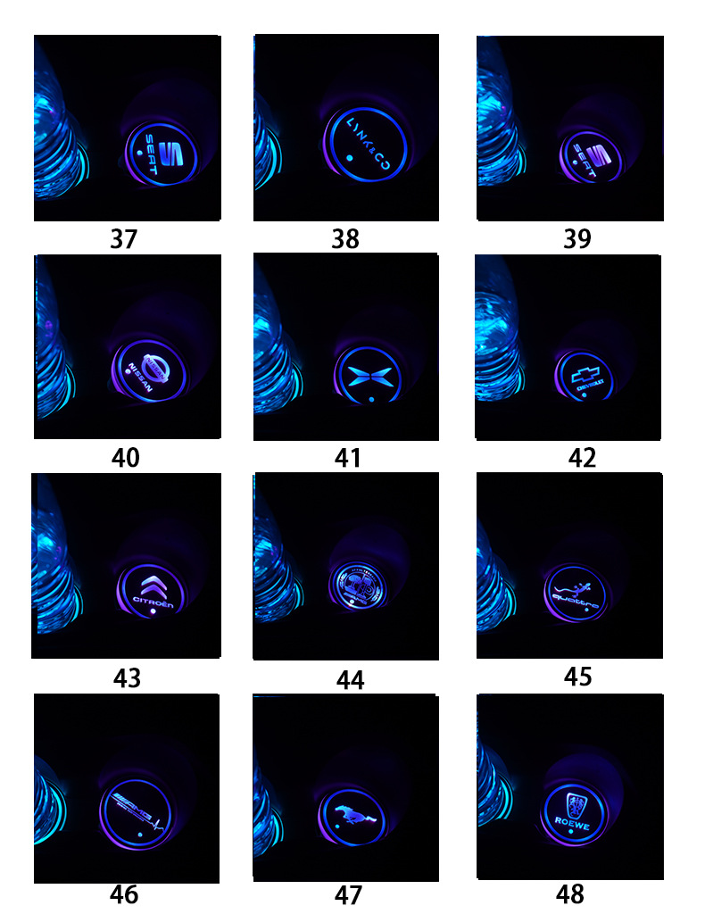 Car Luminous Water Cup Mat USB Charging Seven-Color Led Non-Slip Cup Mat Car Accessories Car Interior Atmosphere Light