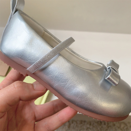 Small fragrant bow French style children's shoes, children's leather shoes, soft sole shallow mouth children's princess shoes, baby single shoes