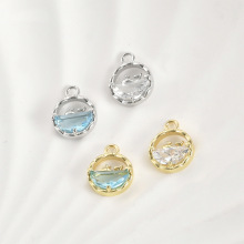 銅鍍14k金保色小號海洋水紋鯨魚圓形吊墜diy手作手鏈項鏈耳飾配件