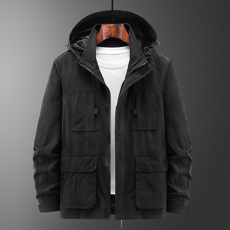 Comercio exterior transfronterizo primavera y otoño chaqueta de hombre de cuello relajado chaqueta de bolsillo de mediana edad desmontable chaqueta de asalto al aire libre