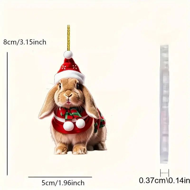 Nuevo cross-border creativo de Navidad encantador pequeño conejo fiestas colgante acrílico plano colgante espejo retrovisor