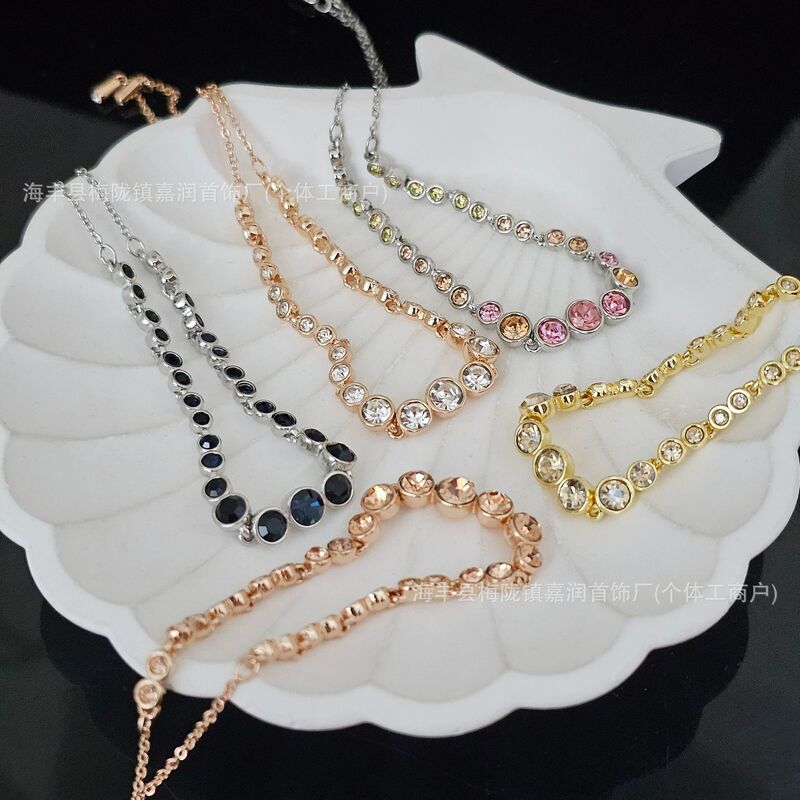 Shijia Emily Round Diamond Color Crystal Bracelet Blue Fashion Simple Popular Light Luxury Cross-border Jewelry