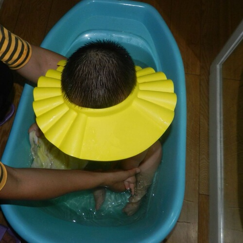 Children's shower hat wholesale baby bath cap baby hair wash hat waterproof ear protection adjustable kids bath cap
