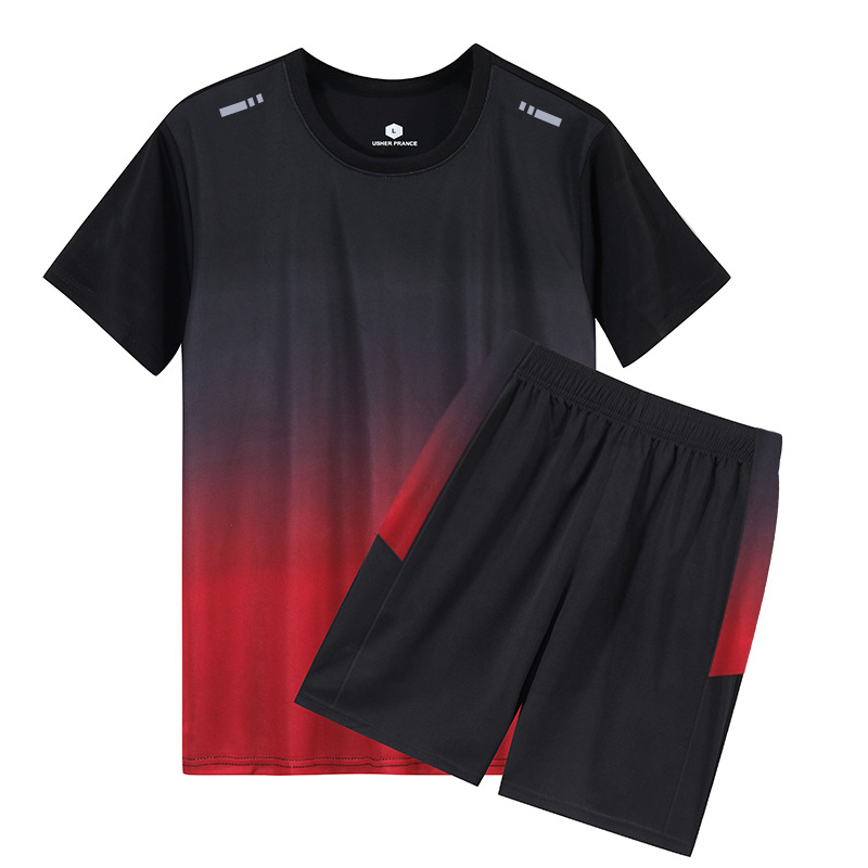 Verano hombre rápido seco deportivo conjunto de moda hombre manga corta camiseta suelta pantalones cortos de gimnasio ropa de entrenamiento para correr