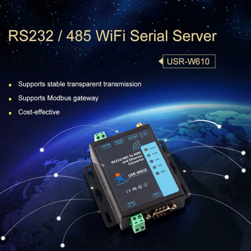 WIFI беспроводной последовательный порт сервер поддерживает RS232/485 rpm WIFI/RJ45 сетевой порт USR-W610