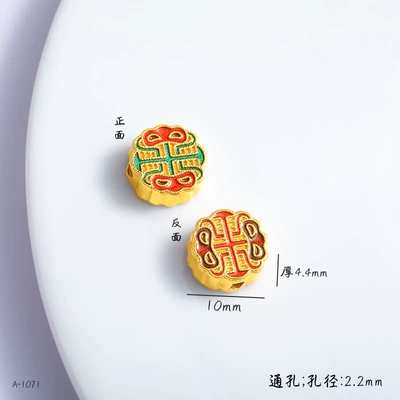with Fortune Character, Through-Hole Enamel – Zərgərlik ara hissələri - a-4303-26-fu-shou-spacer-bead-with-through-hole-1